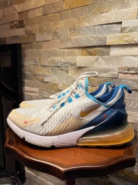 Mens Sz 8 Nike Air Max 270 'White Industrial Blue Citron' Running Sneakers  Shoe
